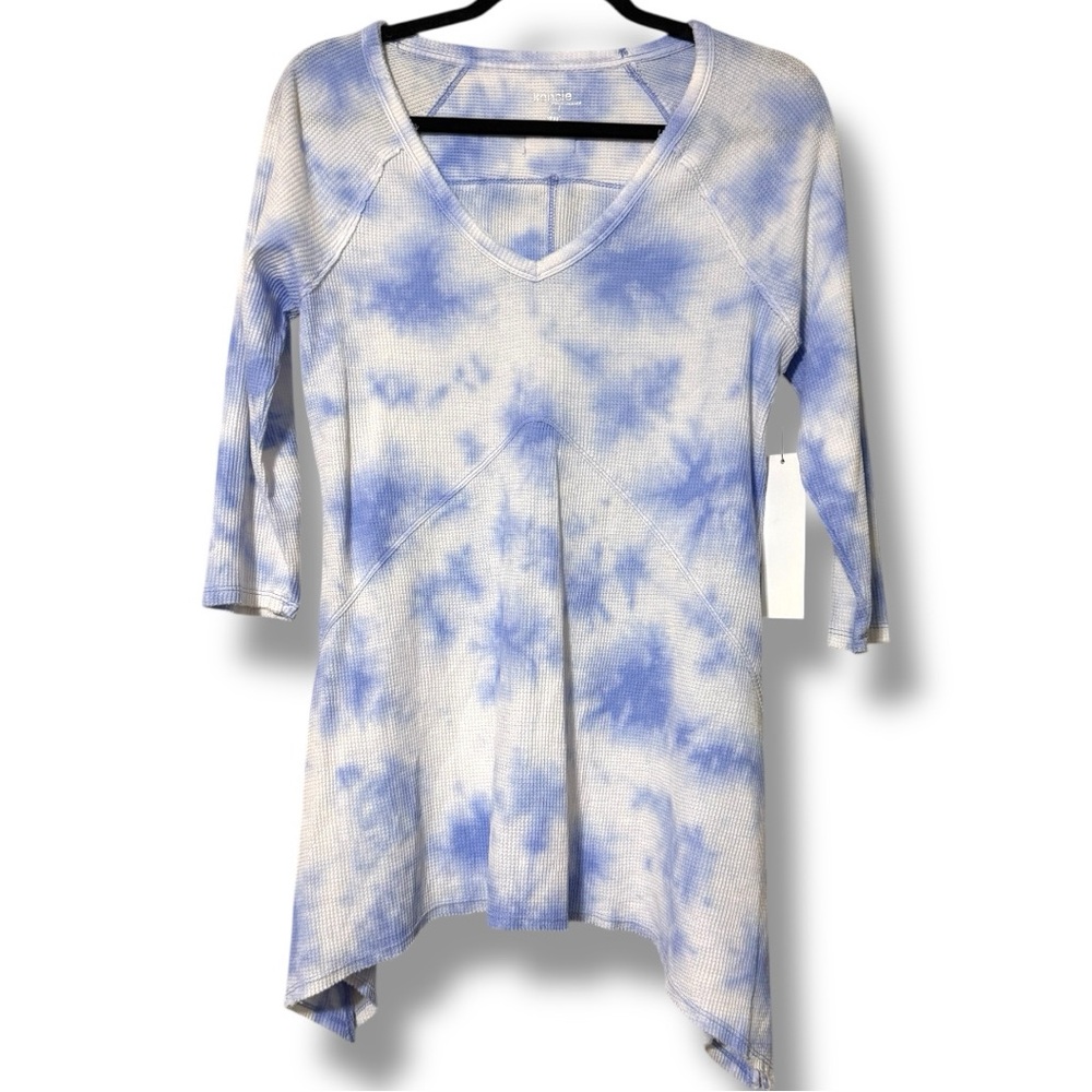 Kensie Performance women's active medium tie-dye tunic top 3/4 sleeve v-neck NWT